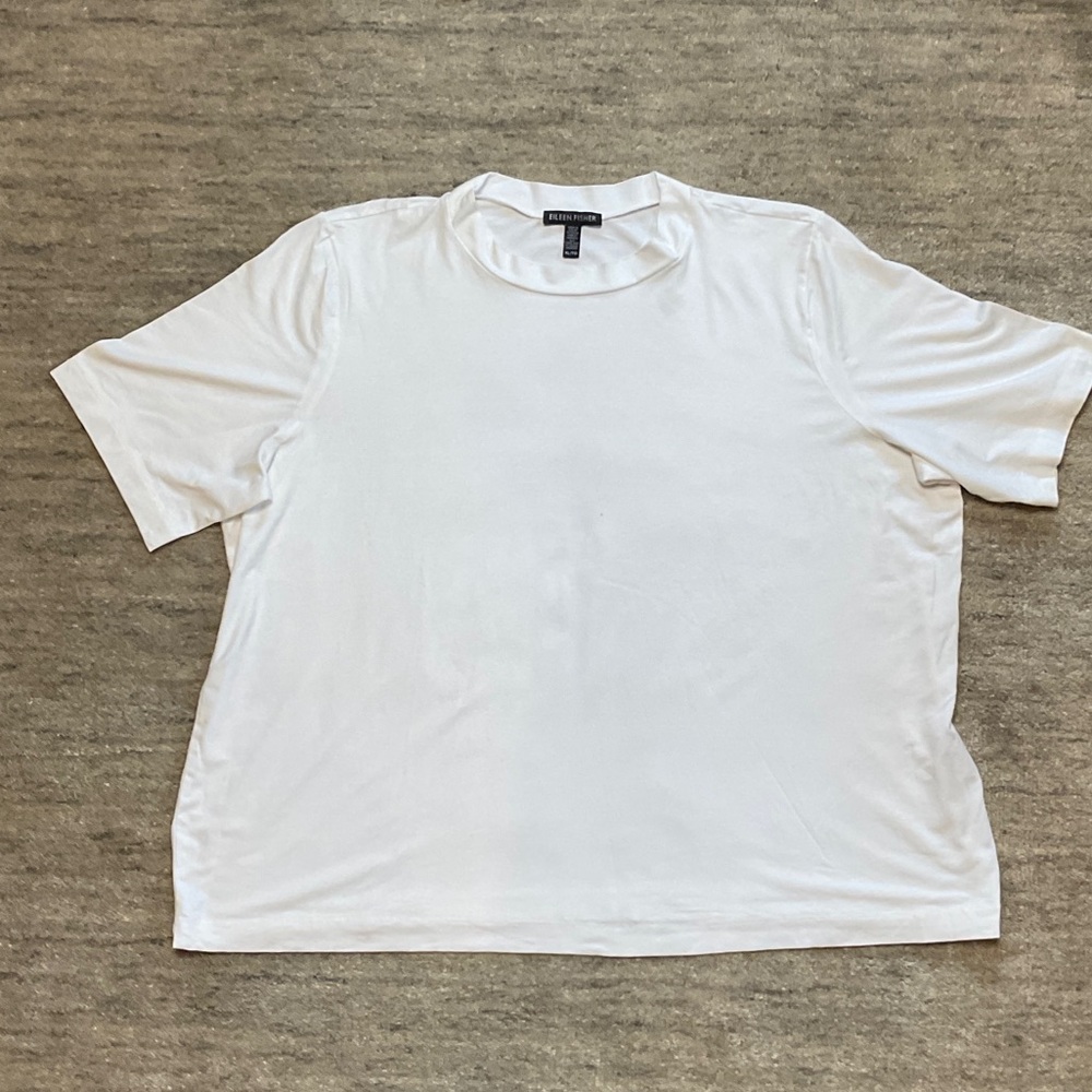 Eileen Fisher Classic White Short-Sleeve Crewneck Tee